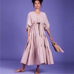 MATI pink citra aakaar dress Indian Striped xxl tiered